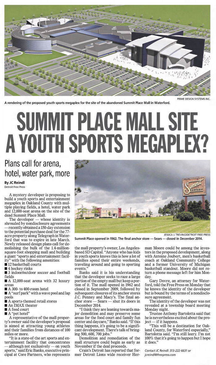 Summit Place Mall (Pontiac Mall) - April 2017 Article About Proposed Sports Plex (newer photo)
